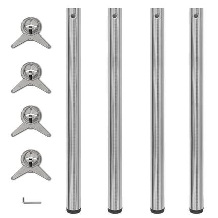 4 Height Adjustable Table Legs Brushed Nickel 34.3