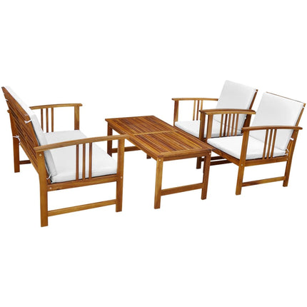 4 Piece Patio Lounge Set with Cushions Solid Acacia Wood