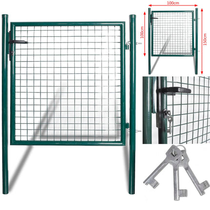 Single Door Fence Gate 39.4x39.4" Powder-Coated Steel
