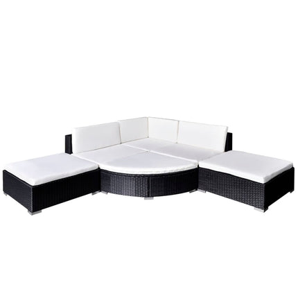 6 Piece Patio Lounge Set with Cushions Poly Rattan Black