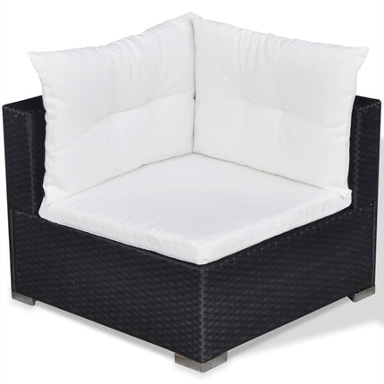 5 Piece Patio Lounge Set with Cushions Poly Rattan Black