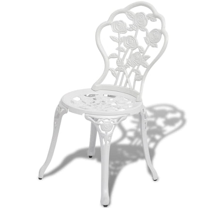 3 Piece Bistro Set Cast Aluminum White