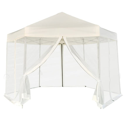 Hexagonal Pop-Up Marquee with 6 Sidewalls Cream White 11.8'x10.2'