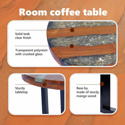 Coffee Table Teak Resin 23.6