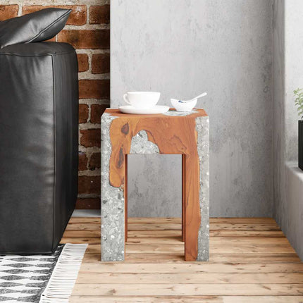Stool Solid Teak Wood and Resin