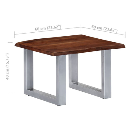 Coffee Table with Live Edges 23.6"x23.6"x15.7
