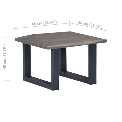 Coffee Table with Live Edges Gray 23.6"x23.6"x15.7
