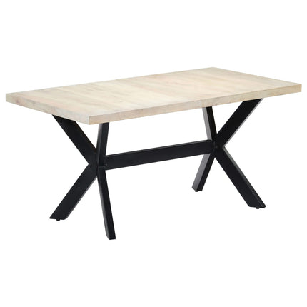 Dining Table White 63"x31.5"x29.5" Solid Mango Wood