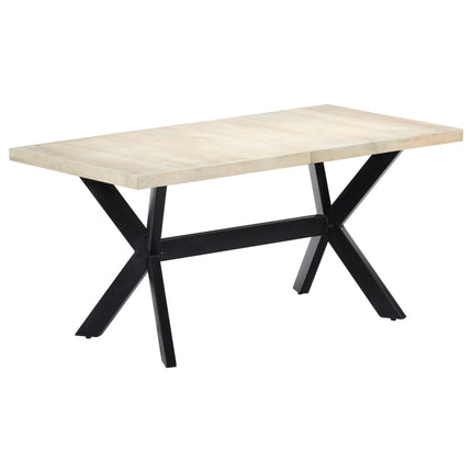 Dining Table White 63"x31.5"x29.5" Solid Mango Wood
