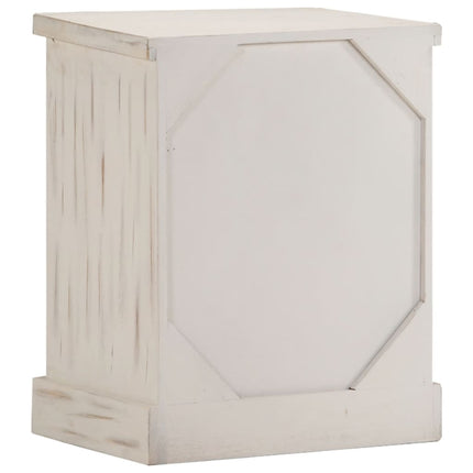 Bedside Cabinet White 15.7"x11.8"x19.7" Solid Mango Wood