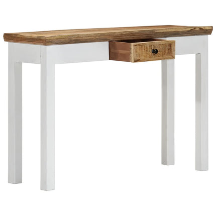 Console Table White and Brown 43.3"x13.7"x29.5" Solid Mango Wood