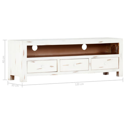TV Stand White 47.2"x11.8"x15.7" Solid Wood Acacia