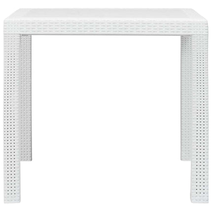 Patio Table White 31.1"x31.1"x28.3" Plastic Rattan Look