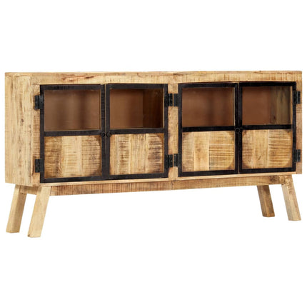 Sideboard Brown and Black 63"x11.8"x31.5" Solid Rough Mango Wood
