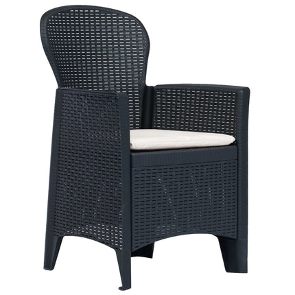 7 Piece Patio Dining Set Plastic Anthracite Rattan Look