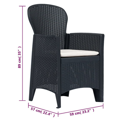 7 Piece Patio Dining Set Plastic Anthracite Rattan Look