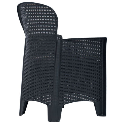 7 Piece Patio Dining Set Plastic Anthracite Rattan Look