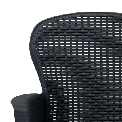 7 Piece Patio Dining Set Plastic Anthracite Rattan Look