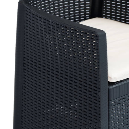 7 Piece Patio Dining Set Plastic Anthracite Rattan Look