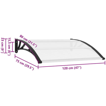 Door Canopy Black and Transparent 47.2"x29.5" PC