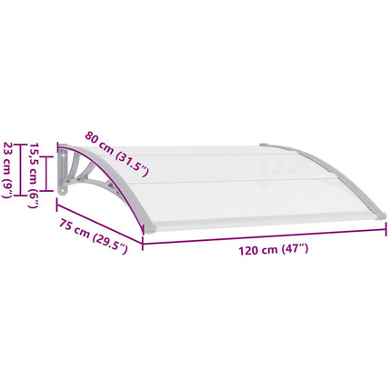 Door Canopy Gray and Transparent 47.2"x29.5" PC