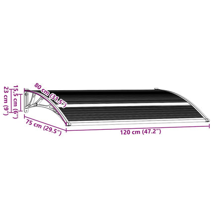 Door Canopy Black 47.2"x29.5" PC