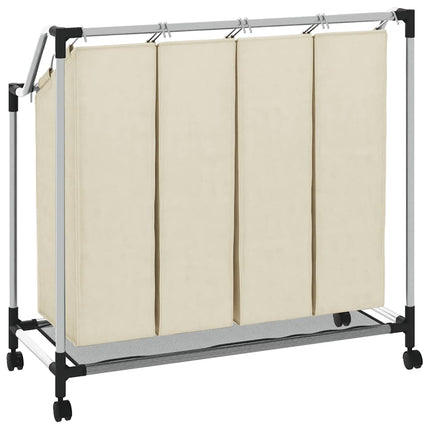 Laundry Sorter with 4 Bags Cream Steel
