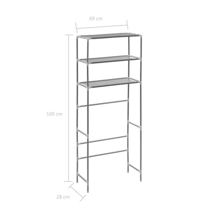 3-Tier Storage Rack over Laundry Machine Silver 27.2"x11"x66.5