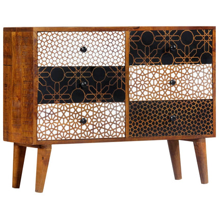 Sideboard with Printed Pattern 35.4"x11.8"x27.6" Solid Mango Wood