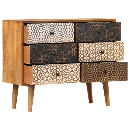 Sideboard with Printed Pattern 35.4"x11.8"x27.6" Solid Mango Wood