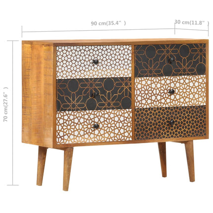 Sideboard with Printed Pattern 35.4"x11.8"x27.6" Solid Mango Wood