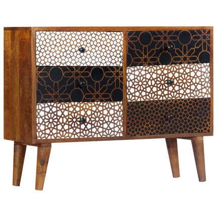 Sideboard with Printed Pattern 35.4"x11.8"x27.6" Solid Mango Wood