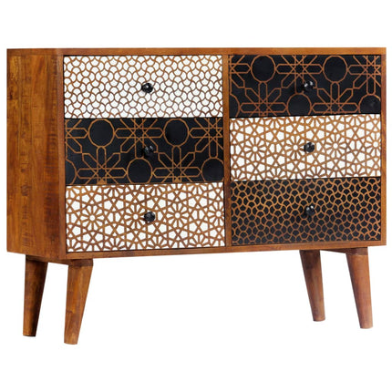 Sideboard with Printed Pattern 35.4"x11.8"x27.6" Solid Mango Wood