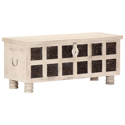 Storage Box White 43.3"x15.7"x17.7" Solid Acacia Wood