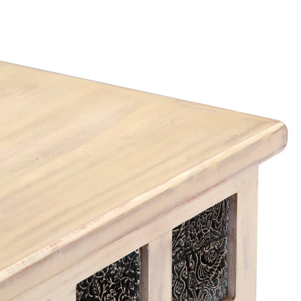 Storage Box White 43.3"x15.7"x17.7" Solid Acacia Wood