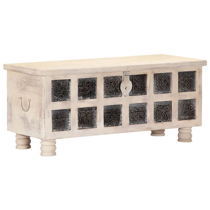 Storage Box White 43.3"x15.7"x17.7" Solid Acacia Wood