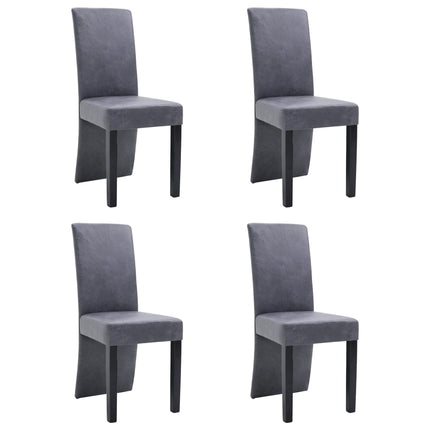 Dining Chairs 4 pcs Gray Faux Suede Leather
