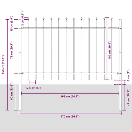 Garden Fence Woerden with Spear Top Steel 71.3x39.4" Black