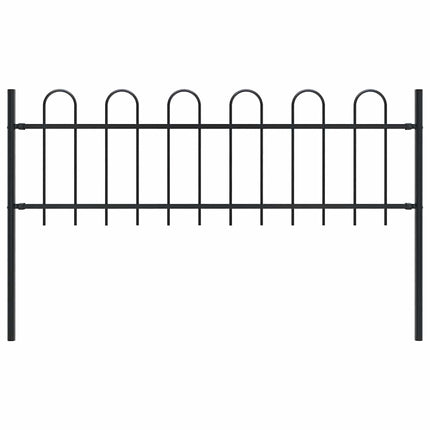 Garden Fence BOXTEL with Hoop Top Steel 71.3x23.6" Black