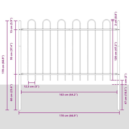 Garden Fence BOXTEL with Hoop Top Steel 71.3x47.2" Black