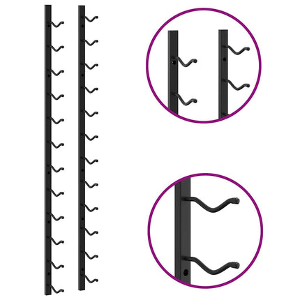 Wall Mounted Wine Rack for 12 Bottles Black Iron