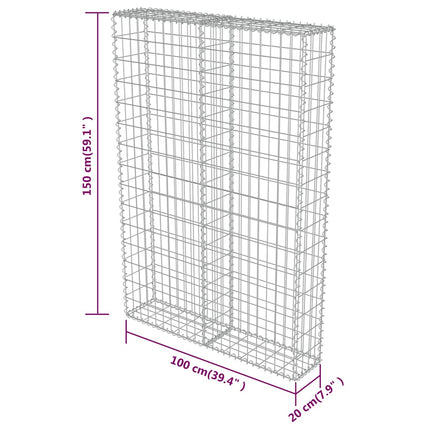 Gabion Wall with Covers Galvanized Steel 39.4"x7.87"x59