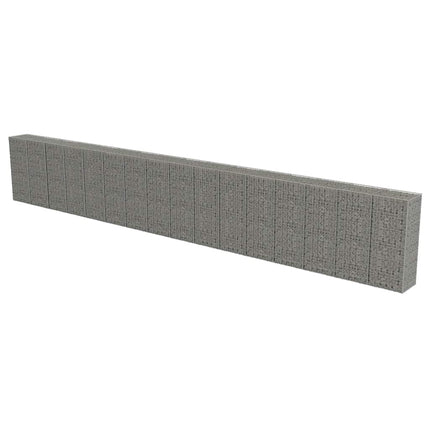 Gabion Wall with Covers Galvanized Steel 354"x19.7"x59