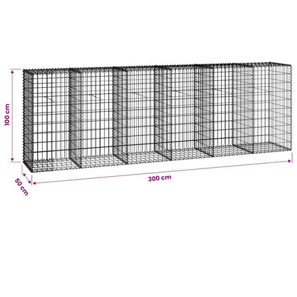 Gabion Wall with Covers Galvanized Steel 118"x19.7"x39.4