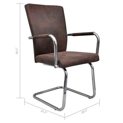 Cantilever Dining Chairs 2 pcs Brown Faux Suede Leather