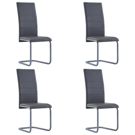 Cantilever Dining Chairs 4 pcs Gray Faux Leather
