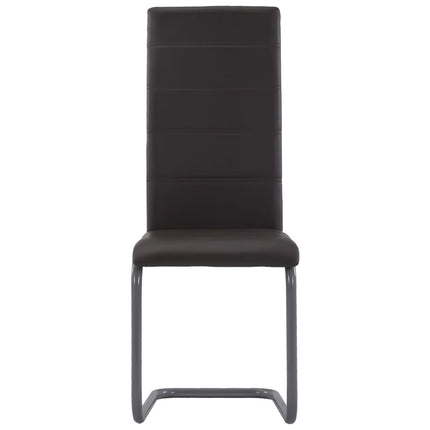 Cantilever Dining Chairs 2 pcs Brown Faux Leather