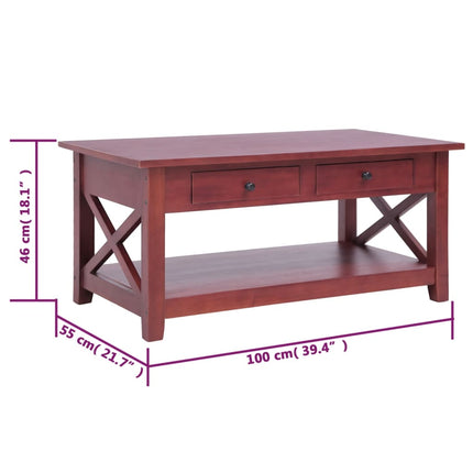 Coffee Table Brown 39.4"x21.7"x18.1" Solid Mahogany Wood