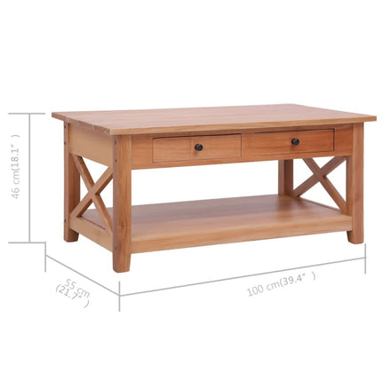 Coffee Table 39.4"x21.7"x18.1" Solid Mahogany Wood