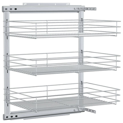 3-Tier Pull-out Kitchen Wire Basket Silver 18.5"x13.8"x22